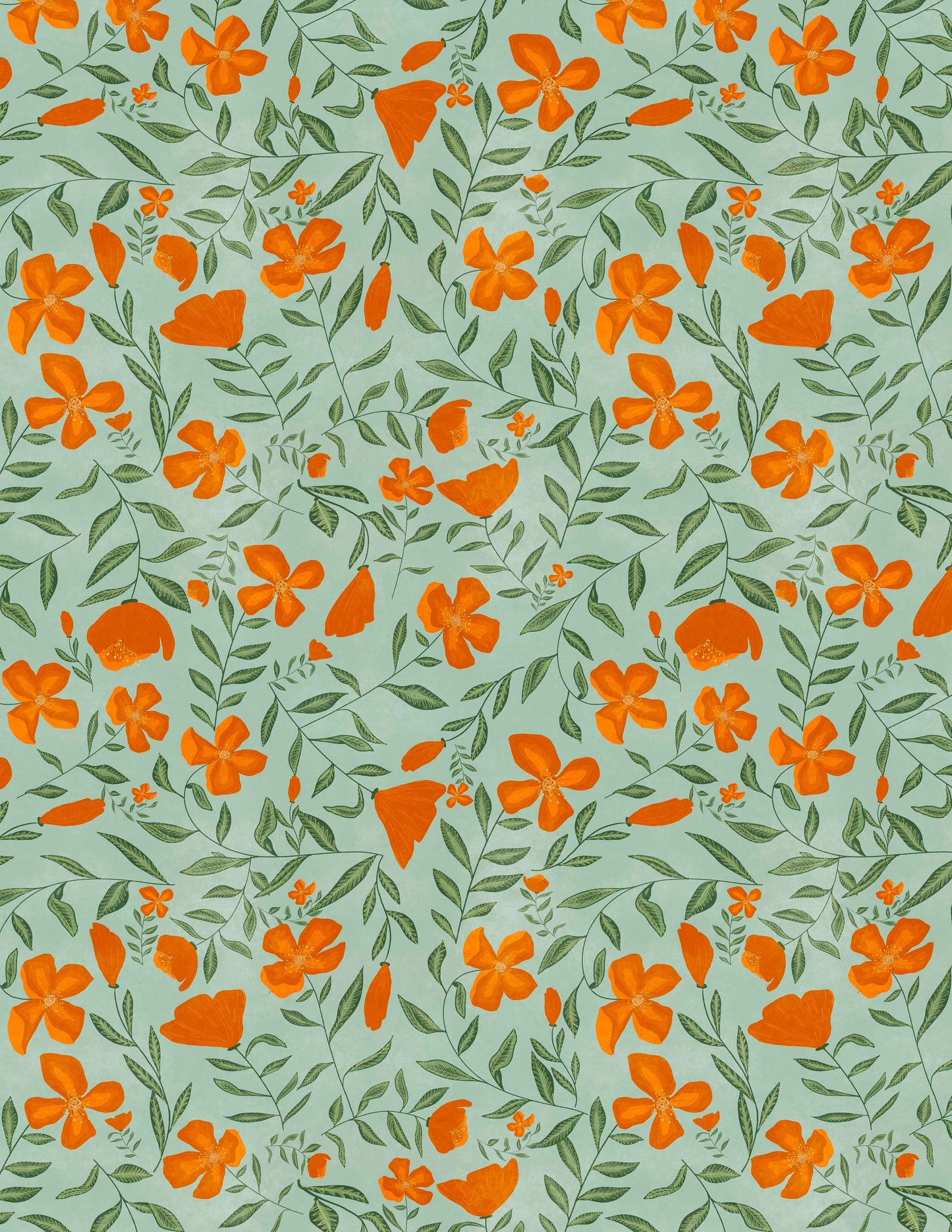 Falling Poppies Green