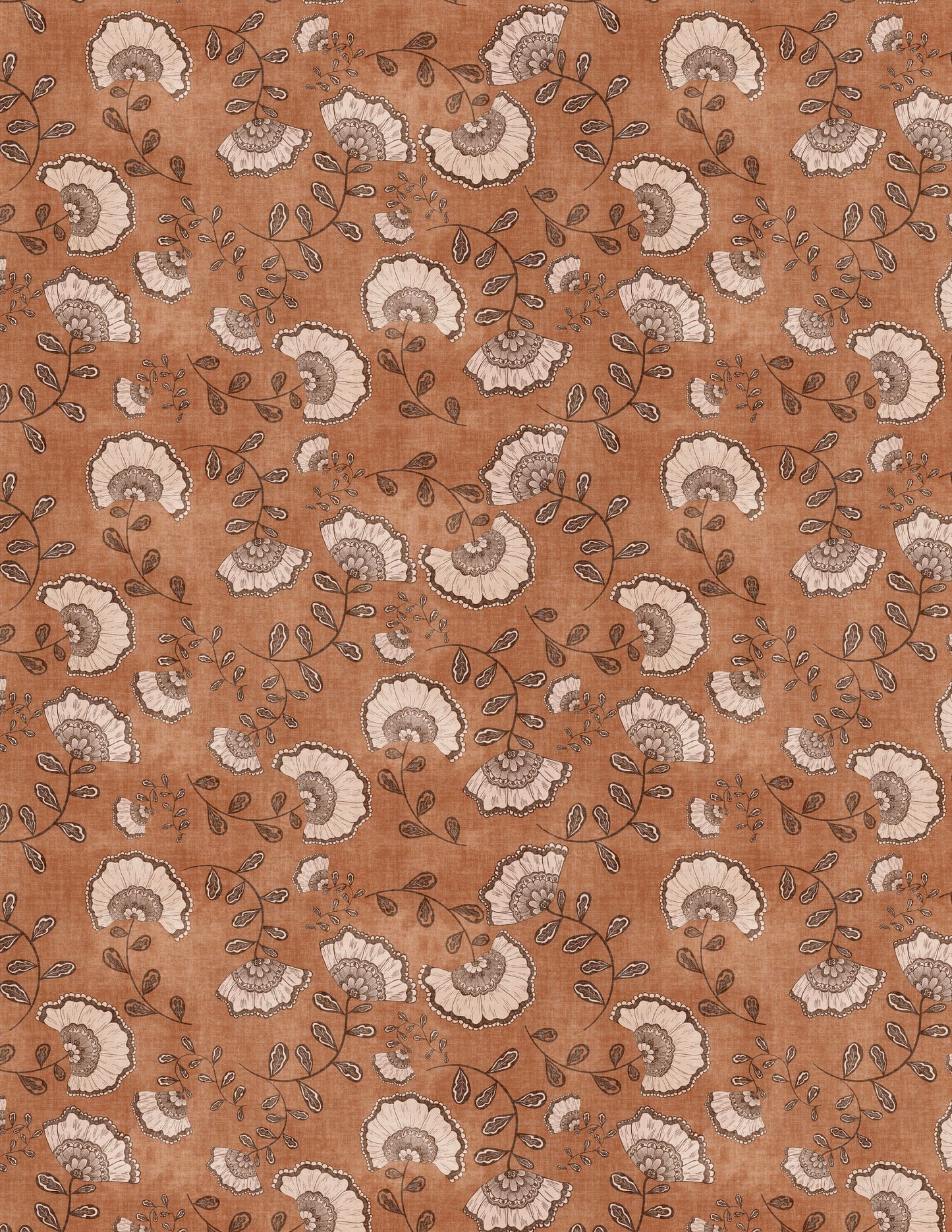 Stylized Florals Burnt Orange