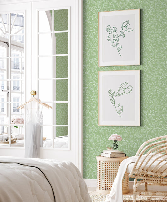 Line Floral Green