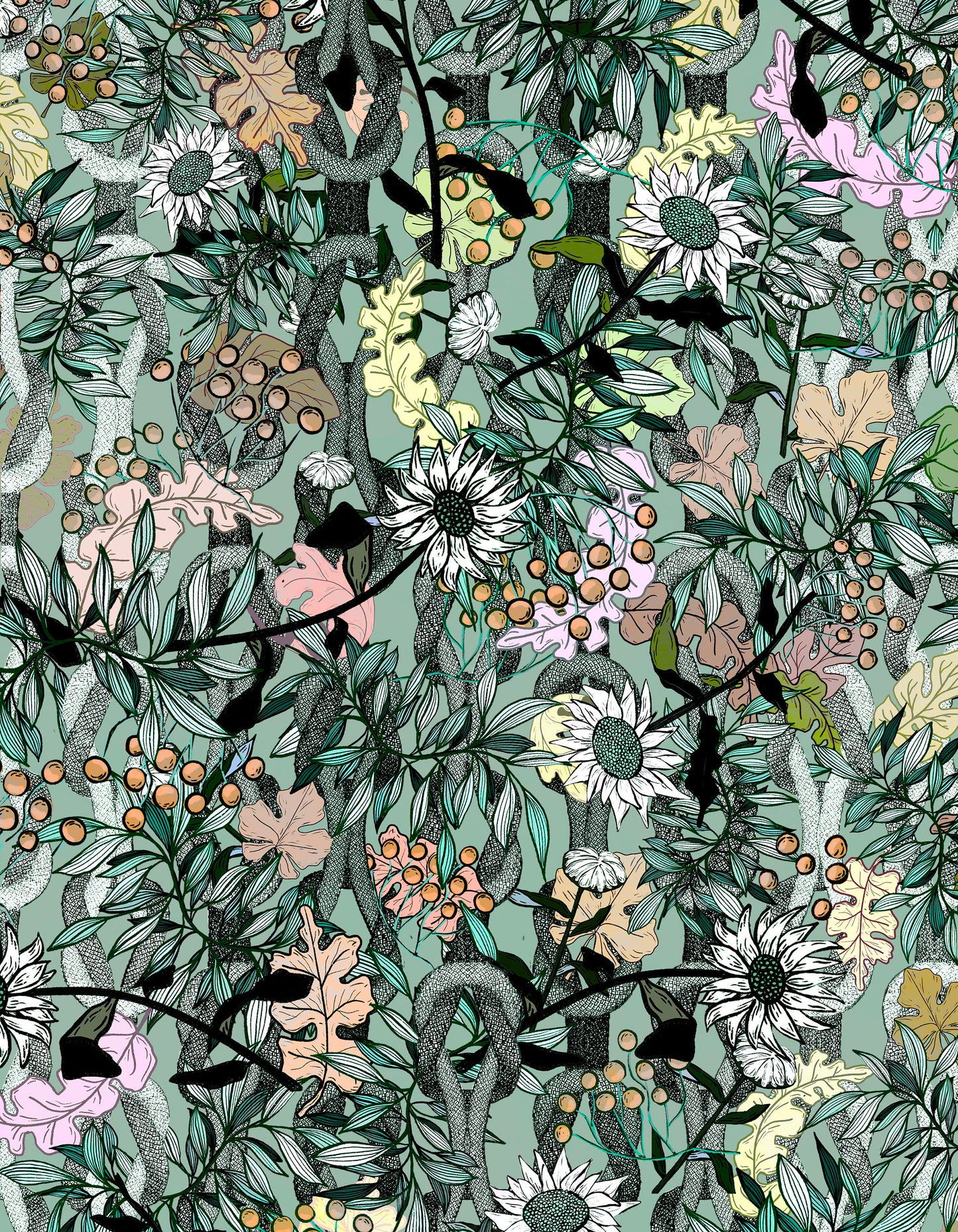 Floral Rope Green